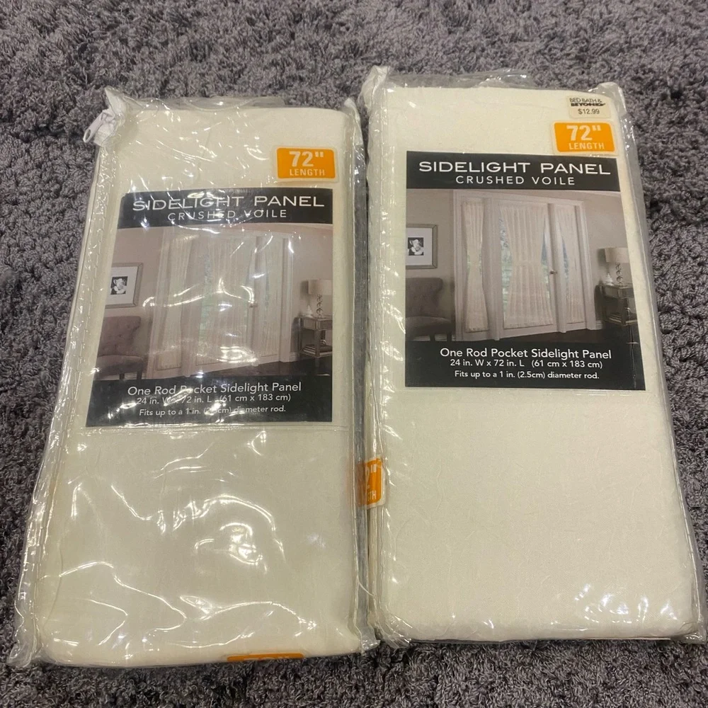 Crushed Voile Sheer Door Curtain Panel and Sidelight Panels- Ivory - 72